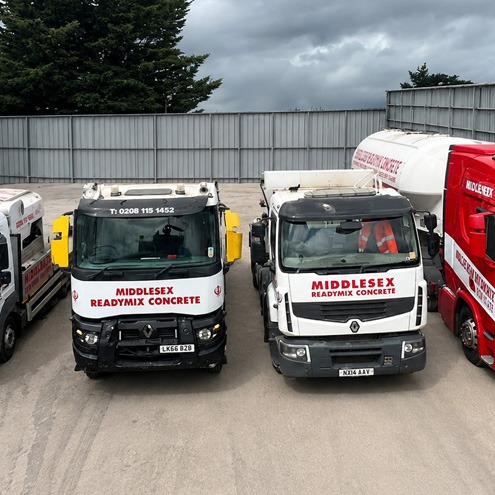 Ready mix concrete delivery lorries